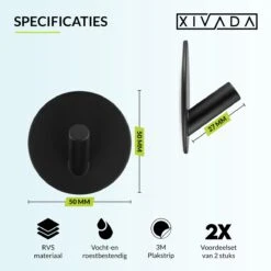Handdoekhaakjes Zelfklevend - Zwart - Haakjes Handdoek 2st - Badkamer & Keuken -Badkamerartikelen Winkel 1200x1200 892