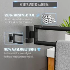 Nolad® Handdoekrek 2 Armig - Handdoekhouder - Handdoekenrek - RVS - Zwart -Badkamerartikelen Winkel 1200x1200 894