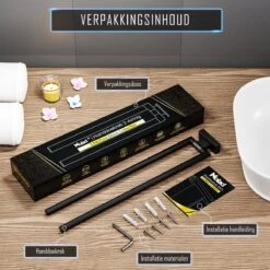 Nolad® Handdoekrek 2 Armig - Handdoekhouder - Handdoekenrek - RVS - Zwart -Badkamerartikelen Winkel 1200x1200 899