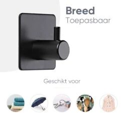 Trendfield Handdoekhaakjes Zelfklevend Zwart - 4 Vierkante Zwarte Handdoek Haakjes - Handdoekhaak - Zwart -Badkamerartikelen Winkel 1200x1200 910