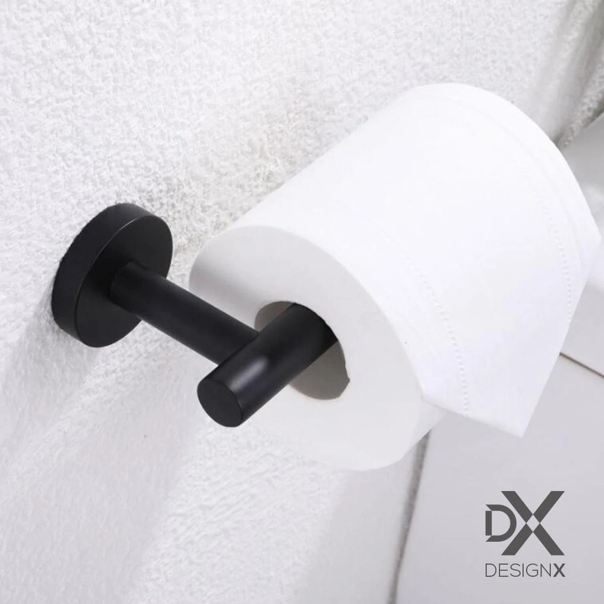 DesignX Toiletrolhouder Zwart - WC Rolhouder - Matte - Papier - Houder - Incl. Schroeven 6 DesignX Toiletrolhouder Zwart - WC Rolhouder - Matte - Papier - Houder - Incl. Schroeven - Afbeelding 4