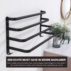 Merkloos Handdoekrek 4-armig | Handdoekrek Badkamer | Handdoekrek Zwart | Handdoekstang | Handdoekhouder | Handdoekenrek | Badkamer Accessoires Zwart | Inclusief Montage | Matte Zwart Collection 2022 -Badkamerartikelen Winkel 1200x1200 946