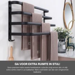 Merkloos Handdoekrek 4-armig | Handdoekrek Badkamer | Handdoekrek Zwart | Handdoekstang | Handdoekhouder | Handdoekenrek | Badkamer Accessoires Zwart | Inclusief Montage | Matte Zwart Collection 2022 -Badkamerartikelen Winkel 1200x1200 947