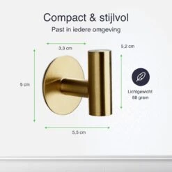 EAVY 2 Stuks Zelfklevende Handdoekhaakjes - Handdoekhouders - Plakhaakjes - Goud -Badkamerartikelen Winkel 1200x1200 954