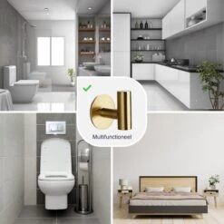 EAVY 2 Stuks Zelfklevende Handdoekhaakjes - Handdoekhouders - Plakhaakjes - Goud -Badkamerartikelen Winkel 1200x1200 957