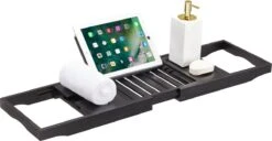 ACAZA Badrekje - Uitschuifbare Bamboe Bad Brug (Min 70 Cm - Max 105cm) - Verstelbare Plank Voor In Bad Met Tablet Houder - Zwart 9 ACAZA Badrekje - Uitschuifbare Bamboe Bad Brug (Min 70 Cm - Max 105cm) - Verstelbare Plank Voor In Bad Met Tablet Houder - Zwart -Badkamerartikelen Winkel 1200x622
