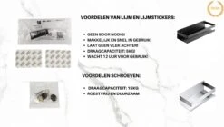 Merkloos Doucherek- Douchemand- Badkamerrek- Badkamer Organiser- Badkamer Organizer-Rekje Voor In De Douche- Badkamer Plank-Rekje Voor Shampoo- RVS- Zonder Boren- Zelfklevend- Rechthoek Vorm- Met Of Zonder Schroeven- Ophangbaar- Met Lijm- 20 Cm- Zwart -Badkamerartikelen Winkel 1200x681