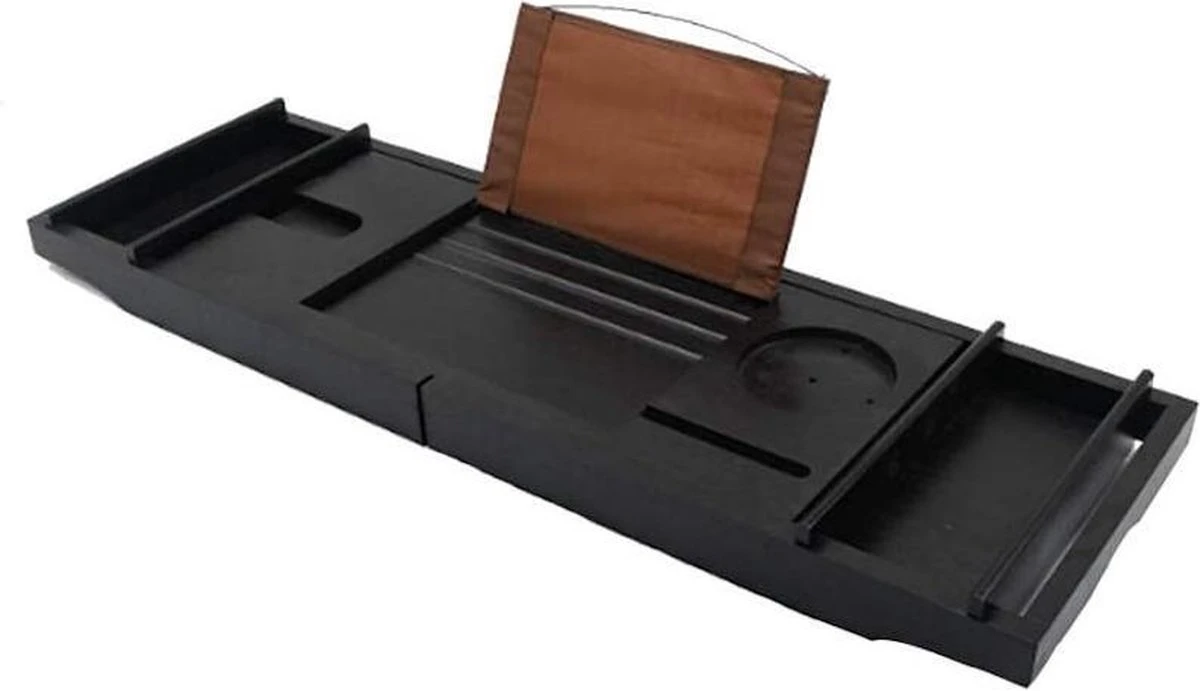 Merkloos Decopatent® Badplank - Uitschuifbaar 75 -> 110 Cm - Verstelbaar Bamboe Badrekje Voor In Bad - Boekenhouder - Tablethouder - Zwart 11 Merkloos Decopatent® Badplank - Uitschuifbaar 75 -> 110 Cm - Verstelbaar Bamboe Badrekje Voor In Bad - Boekenhouder - Tablethouder - Zwart - Afbeelding 10