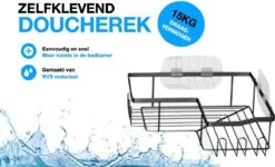 STRICX Doucherekhoek 2 Laags Zwart - Zonder Boren - Zelfklevend Doucherek - Doucherek - Doucherek Voor Badkamer/ Keuken - Doucherek Met Plakstrip - Keukenrek Met Plakstrip - Badrek Douche – Doucherek Hoekvorm - Badkamerrek Douchemandje -Badkamerartikelen Winkel 1200x730 2
