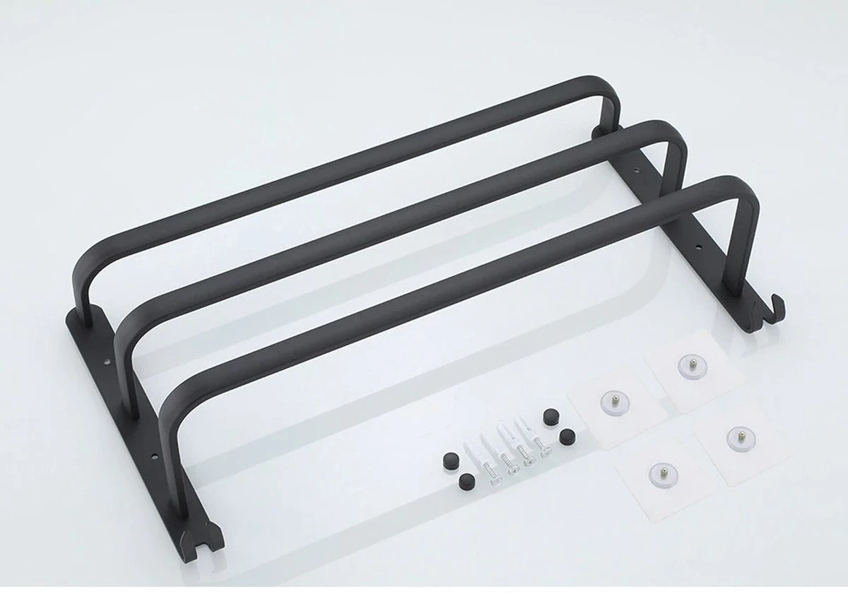 Handdoekrek Zwart - 3 Laags - Inclusief Montagemateriaal - Handdoekrek Badkamer - Handdoekstang 7 Handdoekrek Zwart - 3 Laags - Inclusief Montagemateriaal - Handdoekrek Badkamer - Handdoekstang - Afbeelding 5