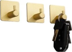 Merkloos Handdoekhaakjes 4 Set Zonder Boren - RVS - Goud - Vierkant Zelfklevend - Badjas - Theedoek Hanger Keuken Badkamer Handdoek Haakjes -Badkamerartikelen Winkel 1200x876