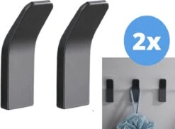 Ragnal® Zelfklevende Handdoekhaakjes RVS– Handdoekhouder- Handdoekhaak - Set Van 2 - Zwarte Handdoekhaken – Wandhaken - Waterbestendig - Handdoekhaakjes - Ophanghaken - Handdoekhaken - 3M Plakstrip - Zwarte Handdoekhaakjes - Mat Zwart -Badkamerartikelen Winkel 1200x884