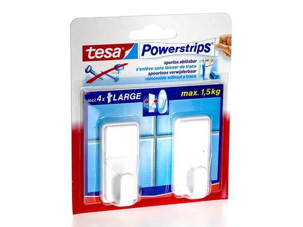 Tesa Powerstrips Haken Classic Large - Wit - 2 Stuks 10 Tesa Powerstrips Haken Classic Large - Wit - 2 Stuks - Afbeelding 8