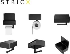 STRICX Toiletrolhouder - Zwart - Zonder Boren - Toilet Rol Houder Tissuebox - Zelfklevend - WC Rolhouder Met Opbergvak Voor Babydoekjes - Met Plankje - Toiletaccessoires -Badkamerartikelen Winkel 1200x935 1