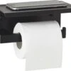 Toiletrolhouder Met Planchet - WC Rolhouder - Badkameraccessoires - Mat Zwart - 18,5x11 Cm 1 Toiletrolhouder Met Planchet - WC Rolhouder - Badkameraccessoires - Mat Zwart - 18,5x11 Cm -Badkamerartikelen Winkel 1200x960