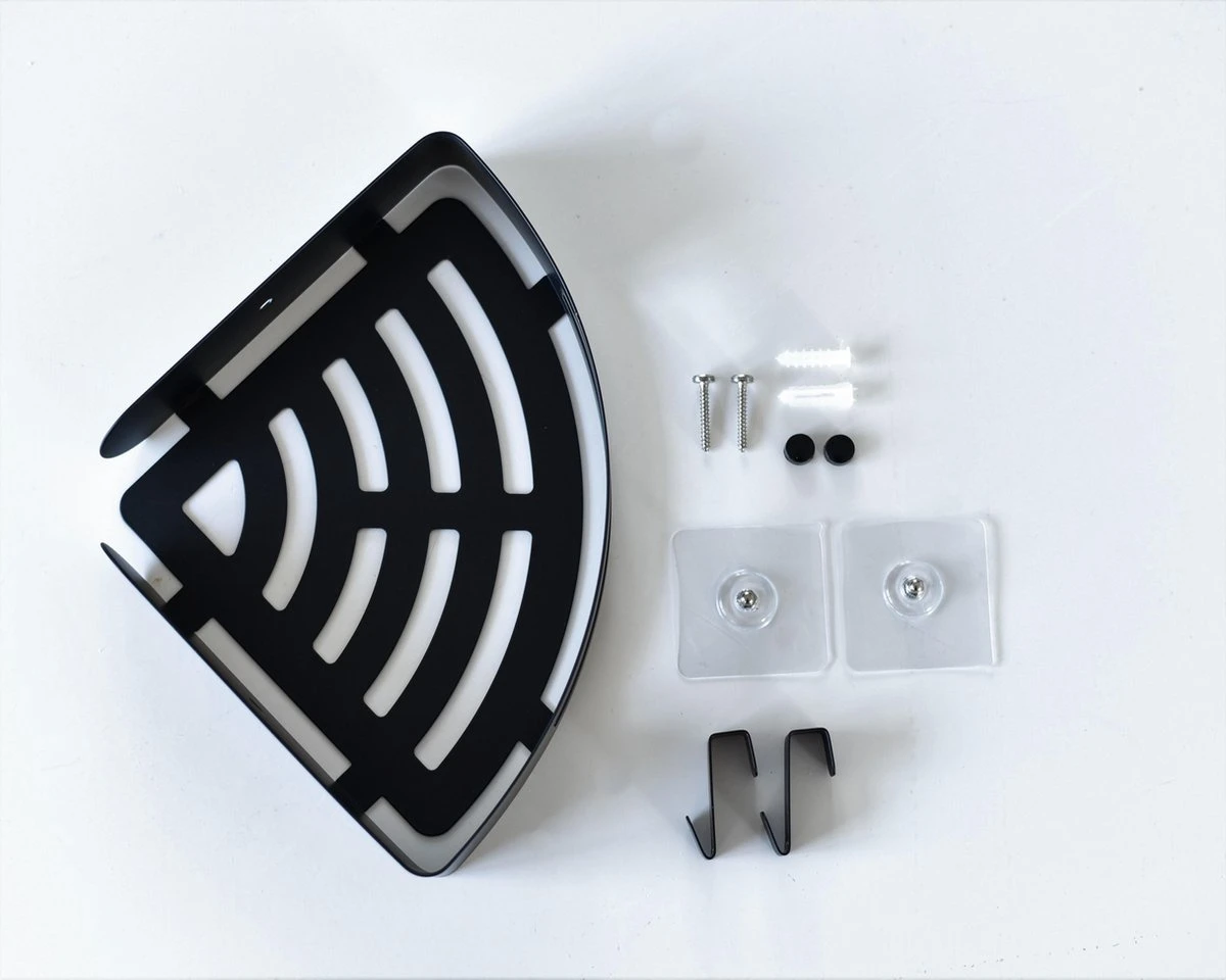 Doucherek Zonder Boren Badkamer Accessoires Zelfklevend | Douchemandje | Badrek | Douche Rek Zwart | Hoekrek Hangend | Blueplato® 9 Doucherek Zonder Boren Badkamer Accessoires Zelfklevend | Douchemandje | Badrek | Douche Rek Zwart | Hoekrek Hangend | Blueplato® - Afbeelding 7