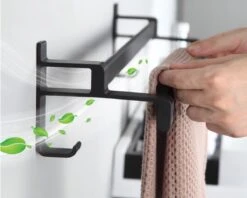 Merkloos Cgoods Handdoekrek Dubbele Stang Zonder Boren - Handdoekrek Badkamer - Handdoekhouder - Handdoekstang - 60CM -Badkamerartikelen Winkel 1200x961