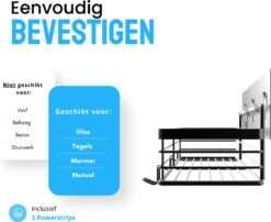 RVS Doucherek Zelfklevend Zonder Boren Zwart - Douchemandje Met 15KG Draagvermogen - Planchet Badkamerrek - Shower Rack - 31x10cm -Badkamerartikelen Winkel 1200x982 1