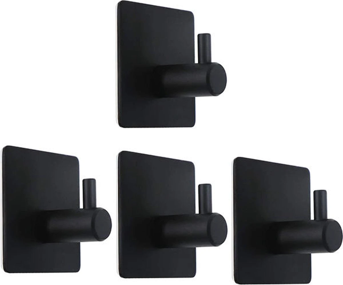 Merkloos Roestvrijstalen Handdoekhaakjes | 3M™ Zelfklevend | 4 Stuks | Mat Zwart | Wandhaak | Ophanghaken | Plakhaakjes | Haakjes | Badkamer | Keuken | RVS 3 Merkloos Roestvrijstalen Handdoekhaakjes | 3M™ Zelfklevend | 4 Stuks | Mat Zwart | Wandhaak | Ophanghaken | Plakhaakjes | Haakjes | Badkamer | Keuken | RVS