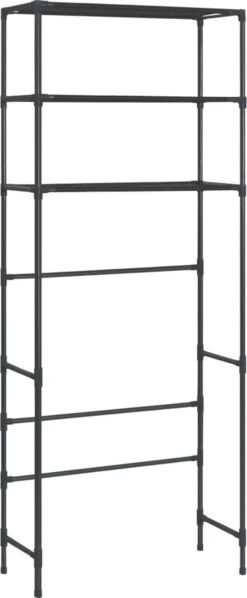 VidaXL Opbergrek Voor Boven Wasmachine 3-laags 69x28x169 Cm Zwart -Badkamerartikelen Winkel 496x1200 1