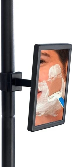 WENKO Telescopisch Doucherek Big Black 3-laags Met Spiegel Zilver/zwart - Bevestigen Zonder Boren -Badkamerartikelen Winkel 522x1200