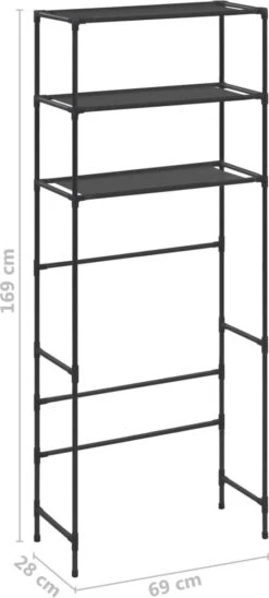 VidaXL Opbergrek Voor Boven Wasmachine 3-laags 69x28x169 Cm Zwart -Badkamerartikelen Winkel 541x1200