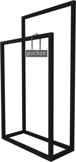 Pochon Home - Handdoekrek Metaal - Mat Zwart - Vrijstaand - Metaal - Handdoekhouder - 2 Rails