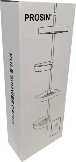 PROSIN® Telescopisch Doucherek - Shower Rack - Shower Caddy - Mat Zwart - Verstelbaar 108-274cm - 4 Lagen - Badkamerrek - Hoekrek - Opbergrek - Keukenrek - Kruidenrek - Keukenrek Staand -Badkamerartikelen Winkel 567x1200