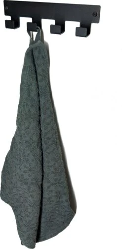 Marcellis - Industriële Handdoekhaak - Ophanghaak - 4 Haken - Mat Zwart - Staal - Metaal - Incl. Bevestigingsmateriaal -Badkamerartikelen Winkel 591x1200