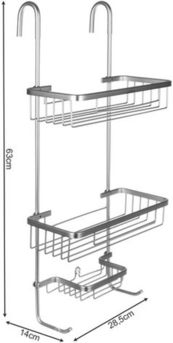 Recalma Doucherek 3 Laags - Monteren Zonder Boren - Zilver - Zuignap - Ook Voor Grote Flessen - Opbergrek Douche - 3 Etages 4 Recalma Doucherek 3 Laags - Monteren Zonder Boren - Zilver - Zuignap - Ook Voor Grote Flessen - Opbergrek Douche - 3 Etages - Afbeelding 2