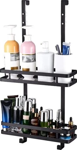 Souiri Doucherek - Stainless Doucherek - Zonder Boren - Doucherek Zwart - Doucherek Hangend - Badkamer Accessoires - RVS - 2 Laags -Badkamerartikelen Winkel 616x1200 2