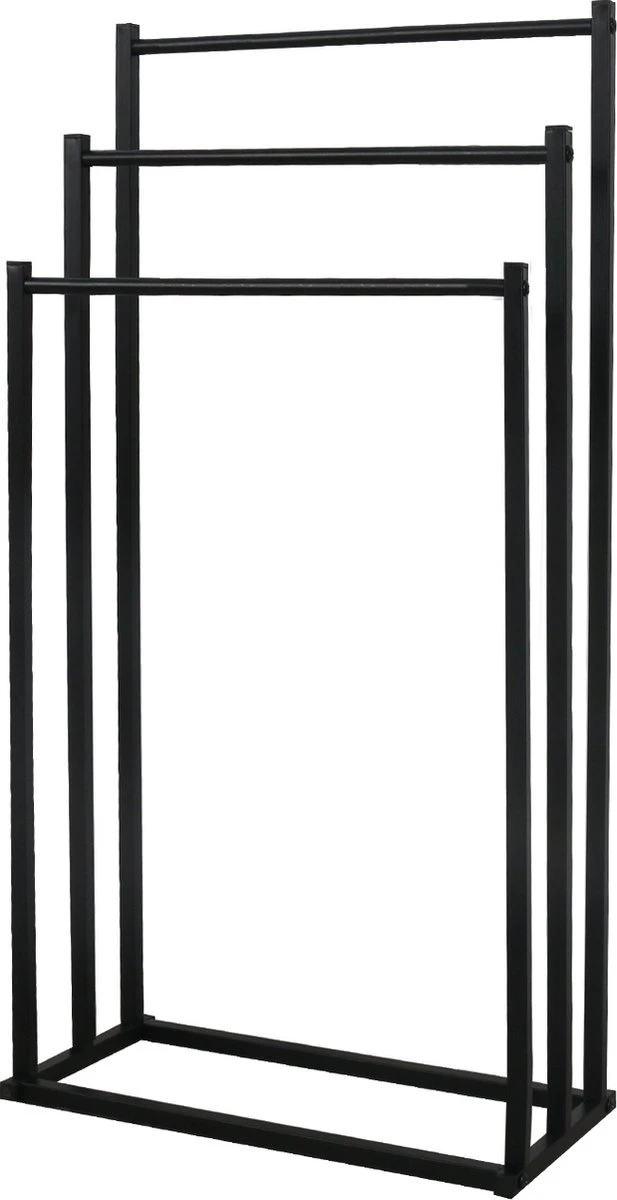 MIRI Handdoekrek – Handdoekhouder – Vrijstaand – Zwart – Staand – Metaal – 3 Rails – Zonder Boren – Badkamer / Keuken 3 MIRI Handdoekrek – Handdoekhouder – Vrijstaand – Zwart – Staand – Metaal – 3 Rails – Zonder Boren – Badkamer / Keuken