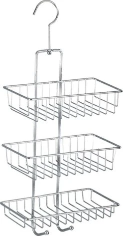 WENKO Doucherek Nivala 3-laags Chroom - Doucherek Zonder Boren - Doucherek Hangend