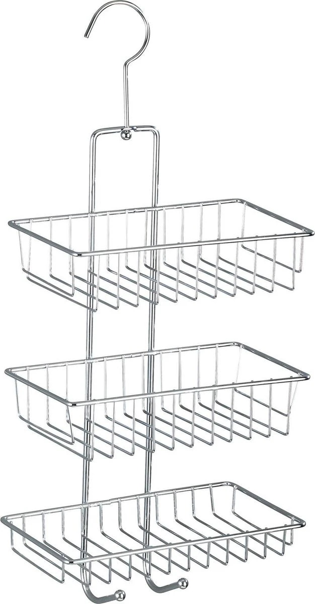 WENKO Doucherek Nivala 3-laags Chroom - Doucherek Zonder Boren - Doucherek Hangend 3 WENKO Doucherek Nivala 3-laags Chroom - Doucherek Zonder Boren - Doucherek Hangend