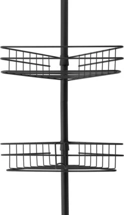 Merkloos Telescopisch Doucherek Zwart Voor Shampoo Staand Zonder Boren Shower Shelf Without Drilling Metal -Badkamerartikelen Winkel 692x1200 2