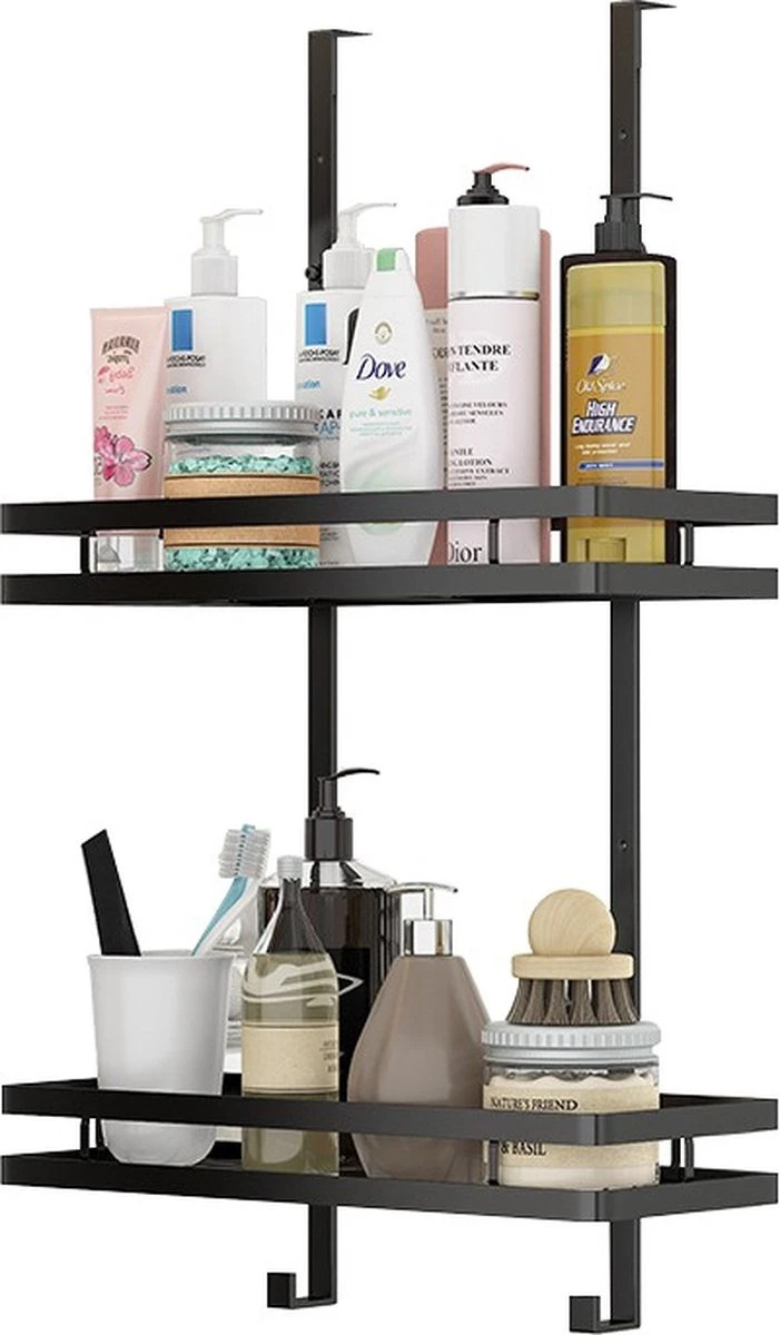 Doucherek Zonder Boren Inclusief Douchewisser - Aan Douchewand - Zwart - Ophangbaar - Zuignap - 2 Laags - Wiper - Shower Rack - Valentijnsdag Cadeau 13 Doucherek Zonder Boren Inclusief Douchewisser - Aan Douchewand - Zwart - Ophangbaar - Zuignap - 2 Laags - Wiper - Shower Rack - Valentijnsdag Cadeau - Afbeelding 11