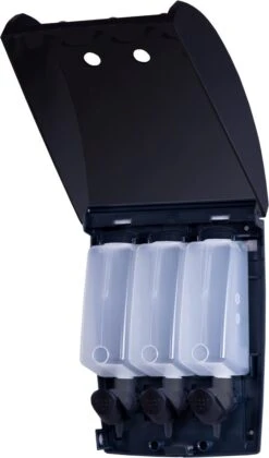 Aquathof, Zeepdispenser, Mat Zwart, 3 Kamer, 3 Reservoirs, 3x350ml, Hangend, Wandmontage -Badkamerartikelen Winkel 705x1200 1
