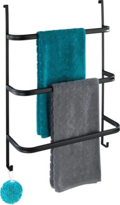 WENKO Handdoekhouder Irpinia 78x55cm Staal Zwart - Handdoekrek - Handdoekenrek Badkamer -Badkamerartikelen Winkel 705x1200