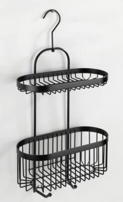 WENKO Doucherek 2-laags Classic Plus Black Mat Zwart - Doucherek Zonder Boren - Doucherek Hangend Zwart -Badkamerartikelen Winkel 728x1200