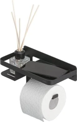 Tiger Caddy - Toiletrolhouder Met Planchet 24 Cm - Zwart -Badkamerartikelen Winkel 756x1200