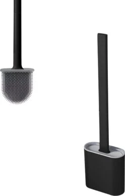 Luxe WC Borstel Met Houder - Flexibele WC Borstel Van Siliconen - Inclusief Montagesysteem - Staand Of Hangend - Toiletborstel