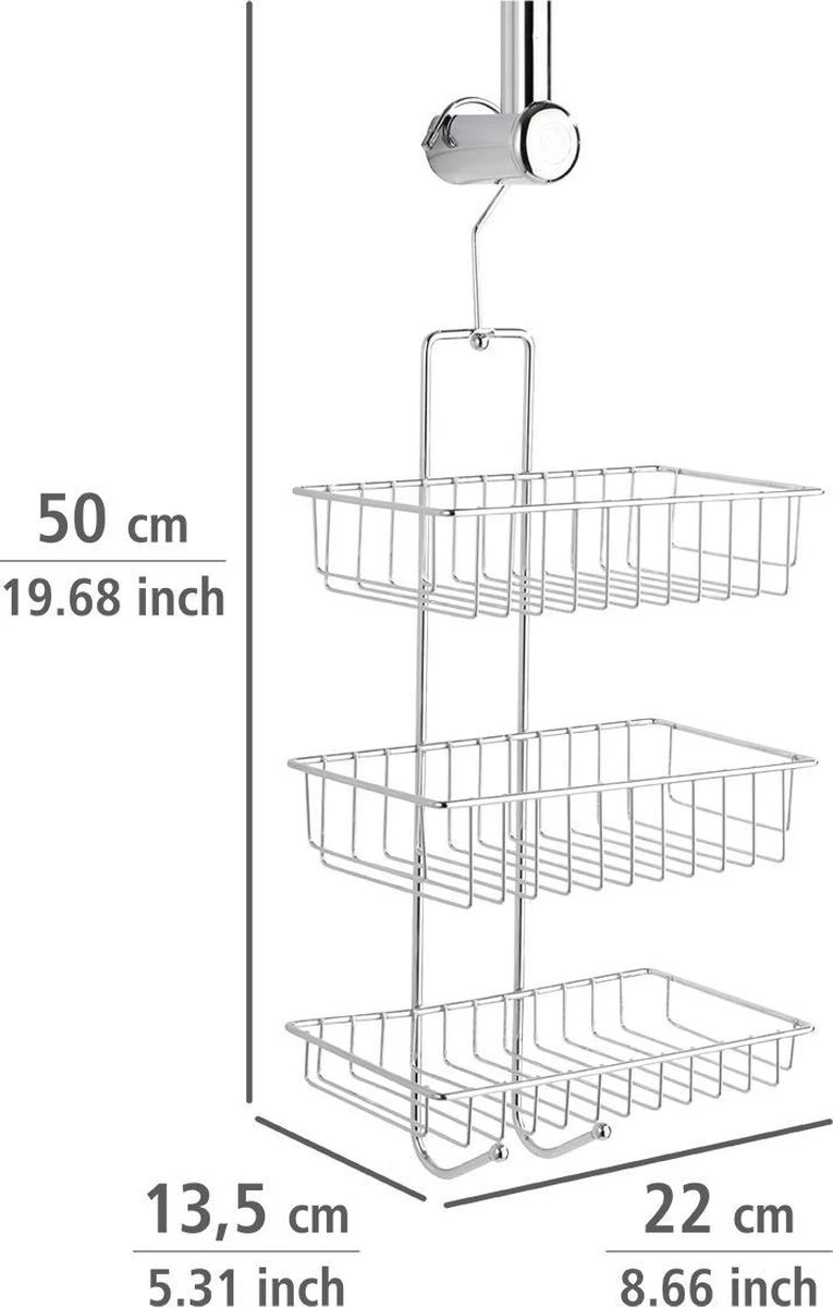 WENKO Doucherek Nivala 3-laags Chroom - Doucherek Zonder Boren - Doucherek Hangend 5 WENKO Doucherek Nivala 3-laags Chroom - Doucherek Zonder Boren - Doucherek Hangend - Afbeelding 3