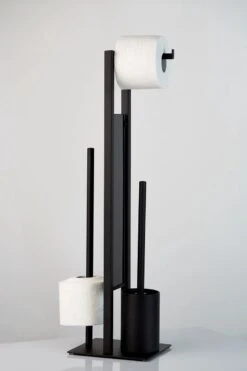 WENKO Toiletbutler Rivalta Zwart - Toiletborstel Met Houder, Toiletrolhouder En Reserverolhouder -Badkamerartikelen Winkel 799x1200 20