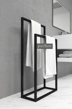 Pochon Home - Handdoekrek Metaal - Mat Zwart - Vrijstaand - Metaal - Handdoekhouder - 2 Rails -Badkamerartikelen Winkel 800x1200 15