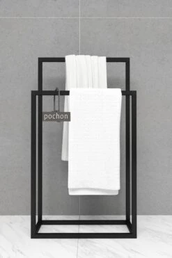Pochon Home - Handdoekrek Metaal - Mat Zwart - Vrijstaand - Metaal - Handdoekhouder - 2 Rails -Badkamerartikelen Winkel 800x1200 17
