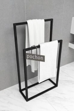 Pochon Home - Handdoekrek Metaal - Mat Zwart - Vrijstaand - Metaal - Handdoekhouder - 2 Rails -Badkamerartikelen Winkel 800x1200 18