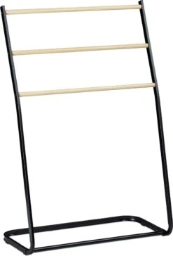 Relaxdays Handdoekrek Badkamer - Handdoekenrek Staand - Handdoekhouder - Metaal - 3 Roedes -Badkamerartikelen Winkel 814x1200