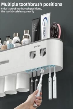 LuxeBass Tandenborstel Organizer | Tandenborstelhouder | Automatisch Tandpasta Dispenser | Met Lade En Opbergvak Voor Badkamer - LB544 -Badkamerartikelen Winkel 815x1200 2