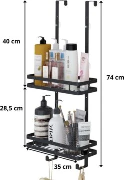 Souiri Doucherek - Stainless Doucherek - Zonder Boren - Doucherek Zwart - Doucherek Hangend - Badkamer Accessoires - RVS - 2 Laags -Badkamerartikelen Winkel 826x1200 1