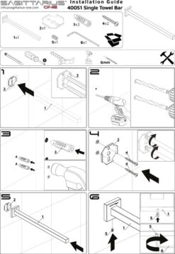 Sagittarius One 400S1-B Handdoekrek Zwart | Handdoekrek Badkamer | Handdoekenrek Zwart | Handdoekenrek Badkamer | Handdoekstang Zwart 40 Cm | Handdoekhouder Zwart -Badkamerartikelen Winkel 827x1200